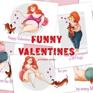 St Valentine's Printable Funny postcard set, Ephemera, Valentine Cards, Dogs Valentines Cards, Valentine Quotes, Size plus cute girl and dog