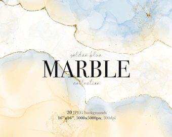 Blue Golden Marble Background Textures, Elegant Paper (JPEG)