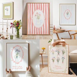 Minimalist Floral Wall Art Set, Botanical Line Art Prints, Digital Download, Scandinavian Poster Bundle, Boho Flowers Clipart