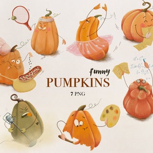 Halloween Pumpkin clipart, Funny Pumpkins characters, Cartoon pumpkins, Halloween stickers, Pumpkin cute faces, Pumpkins PNG, Fall Clipart