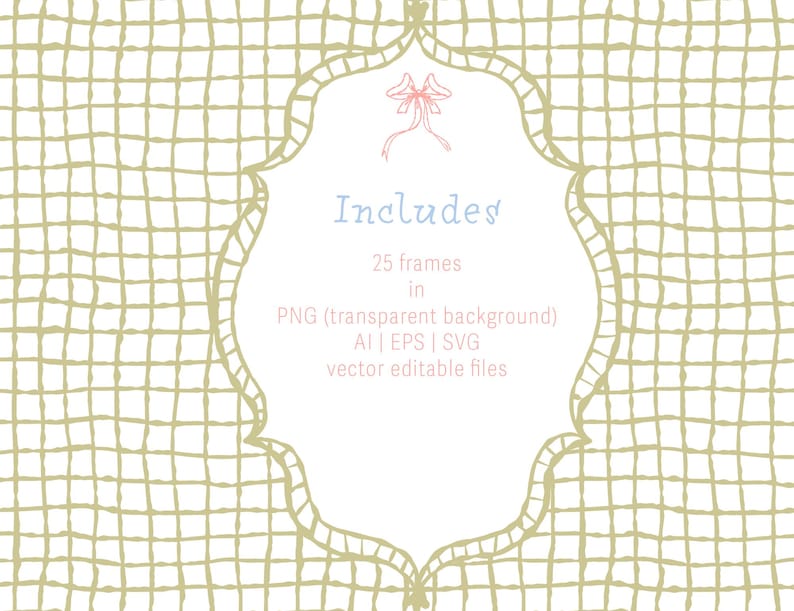 Hand-drawn vintage frames clipart set with 25 unique ornate borders. Includes PNG, SVG, AI, and EPS formats for digital scrapbooking, invitations, and design projects.