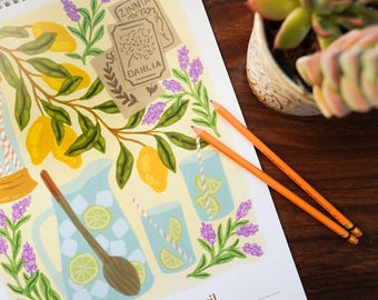 Calendario Pared 2025 LANG Love To Cook - 12 Imágenes Chefs, Papel Lino Relieve, Ojal Latón