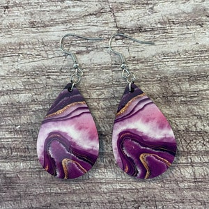 Purple and Gold Swirl Earrings