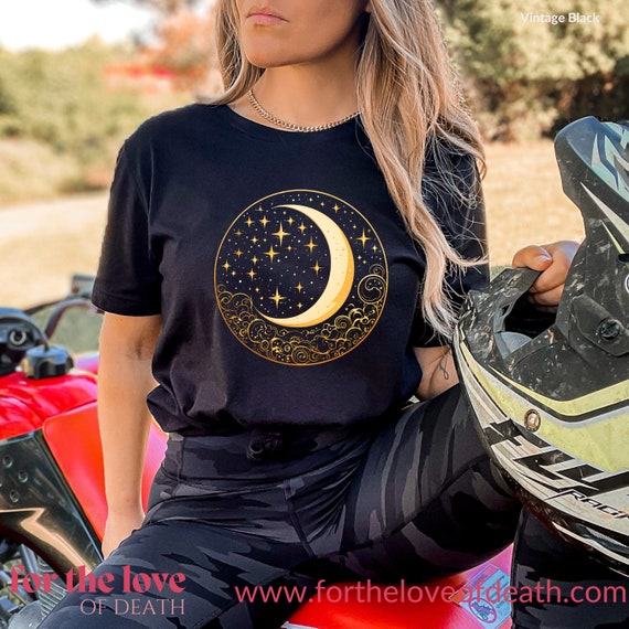 Mystical Stars and Moon T-shirt, Crescent Shirts, Magical Stars Shirt, Star  Mystic Tee, Space Tee,gold Moon and Stars Shirt, Stars T-shirt - Etsy