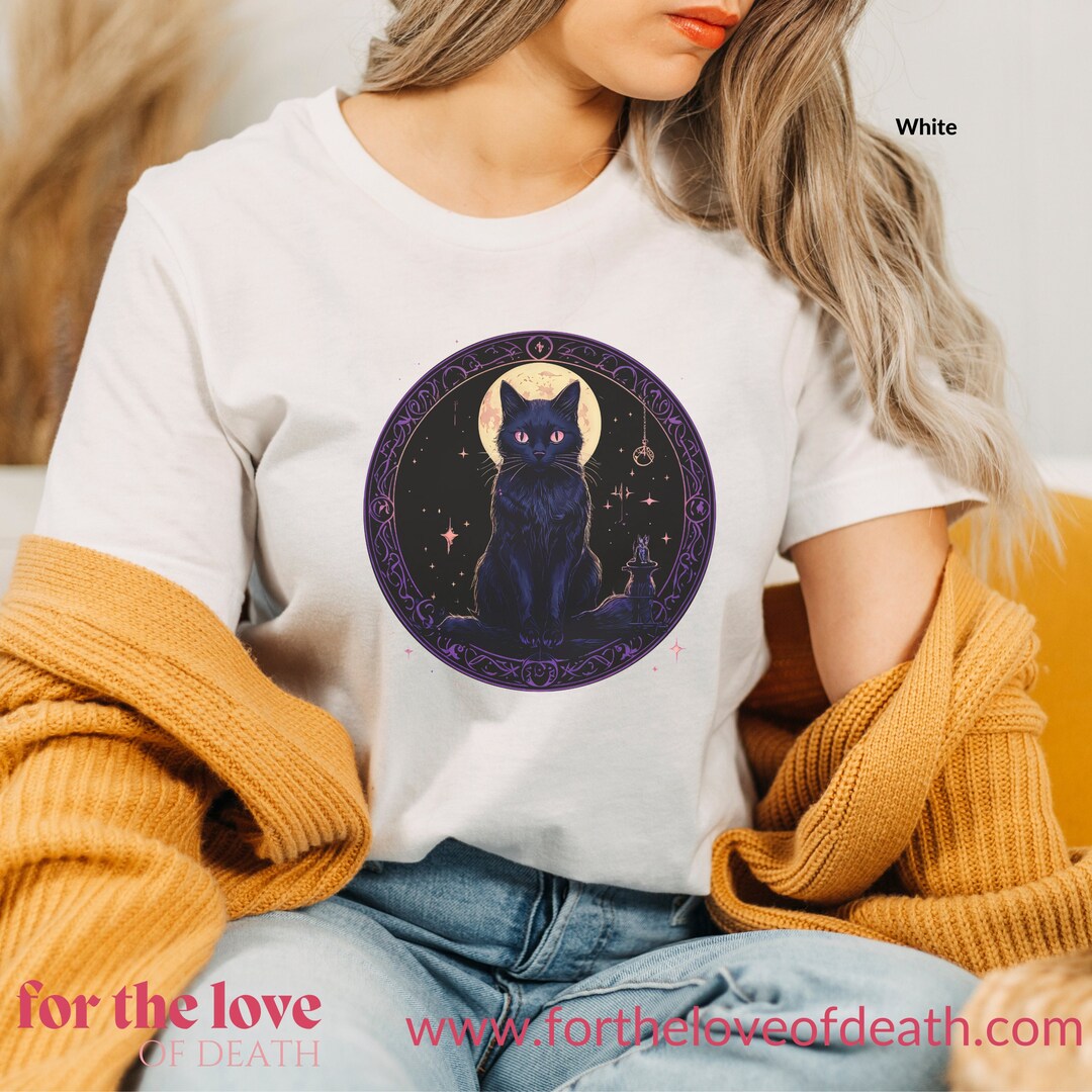 Black Cat Gothic Witch Men's Short Sleeve Shirt
