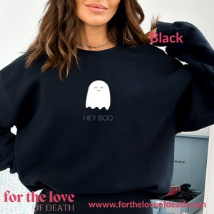 Sudadera &quot;Hey Boo&quot;, camiseta de Halloween &quot;Truco o trato&quot; para maestros, fiesta de disfraces de Halloween, camiseta de otoño &quot;Fantasma de la temporada espeluznante&quot;, ropa de octubre