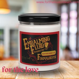 Embalming Fluid Soy Candle, Funeral Director Gift Morbid Gothic Mortician, Funeral Home Humor, Gift for someone who works in funeral home