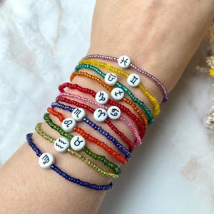 Bransoletka znak zodiaku i kolor aury szczęśliwy kolor - horoskop - koraliki rocaille, filigranowe, proste - Koziorożec, Panna, Lew, Byk, Bliźnięta