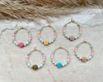 Marqueur de verre marqueur de verre pastel, couleurs pastel colorées, tons pastel - perles de verre - perles de lettres personnalisables, individuellement ou en set