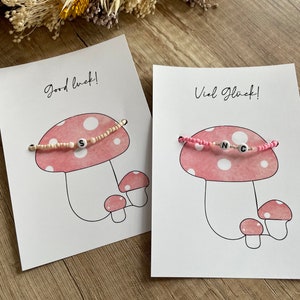 Bracelet avec carte - Champignon, Amanite tue-mouches - Bonne chance, Bonne chance - bracelet personnalisé - cadeau, carte, félicitations, carte de voeux