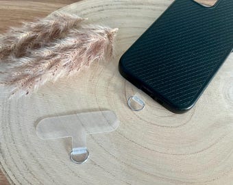 Adapter für Handykette Handyanhänger - Universal Adapter - Plättchen transparent & silber