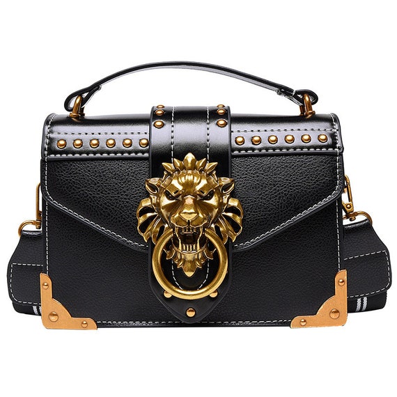 Lion Head Luxury Front Buckle Shoulder Bag Etsy