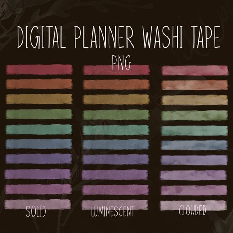 Digital Planner Rainbow Watercolor Washi Tape Bundle Digital - Etsy