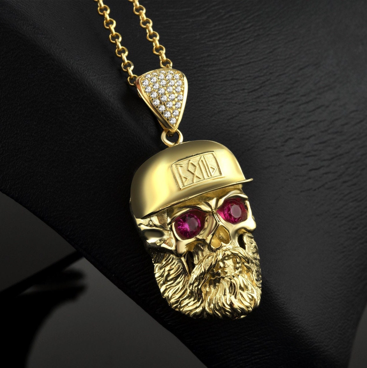 Skull Necklace in 14K for Anniversary Gift With CZ, Real