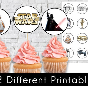 Star Wars, Star Wars Printable Birthday Cupcake Toppers or Tags, Instant Download