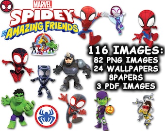 Spidey and his Amazing Friends PNG Clipart, Super Hero Instant Digital Download, Spidey iron on printable