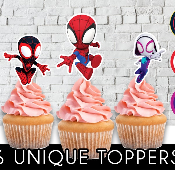 Spidey and his Amazing Friends Cupcake Toppers, Spidey Birthday Party