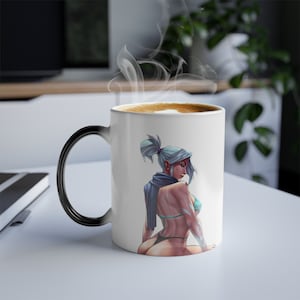 VALORANT JETT Magic Mug - Heat Sensitive Color Morphing Coffee Cup - Unique Gamer Gift - Black Mug Reveals Design with Hot Drink
