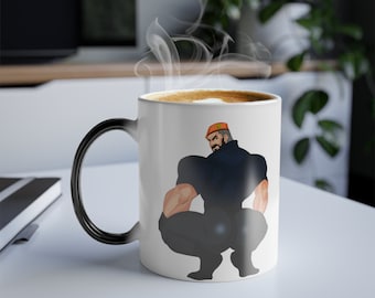 VALORANT BRIMSTONE Magic Mug - Heat Sensitive Color Morphing Coffee Cup - Unique Gamer Gift - Black Mug Reveals Design with Hot Drink