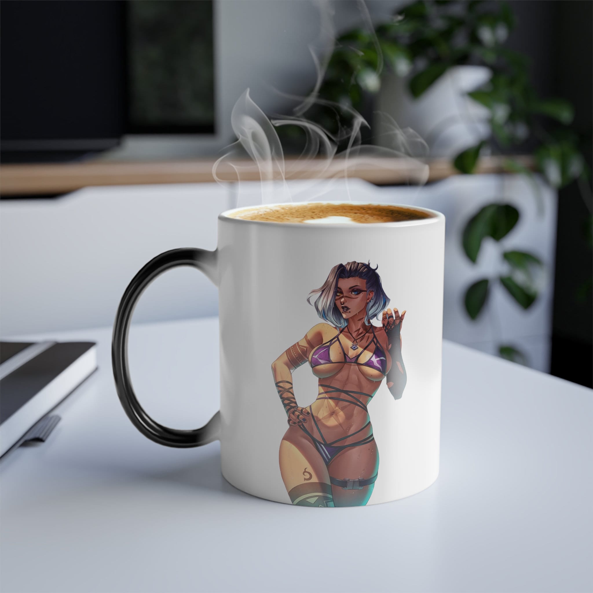 VALORANT FADE Magic Mug - Heat Sensitive Color Morphing Coffee Cup - Unique Gamer Gift - Black Mug Reveals Design with Hot Drink