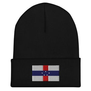 Niederländische Antillen Flagge Beanie - Bestickte Wintermütze