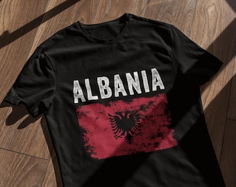 Drapeau albanais en détresse - T-shirt drapeau albanais