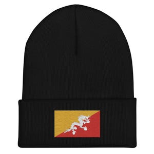 Bhutan Flagge Beanie - Bestickte Wintermütze