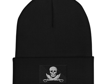 Jolly Roger Pirate Flag Beanie - Embroidered Winter Hat