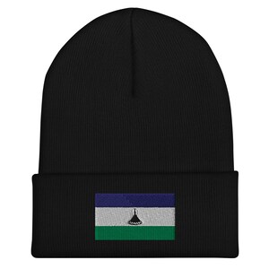 Lesotho Flagge Beanie - Bestickte Wintermütze