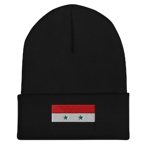 Syrien Flagge Beanie - Bestickte Wintermütze