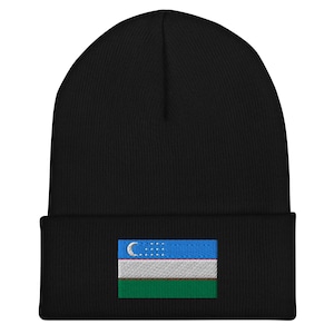 Usbekistan Flagge Beanie - Bestickte Wintermütze
