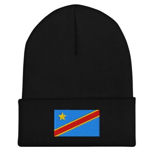 Demokratische Republik Kongo Flagge Beanie - Bestickte Wintermütze
