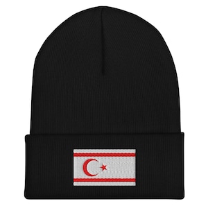 Türkische Republik Nordzypern Flagge Mütze - Bestickte Wintermütze