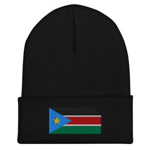 Südsudan Flagge Beanie - Bestickte Wintermütze