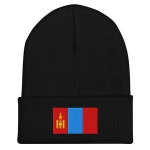 Mongolei Flagge Beanie - Bestickte Wintermütze