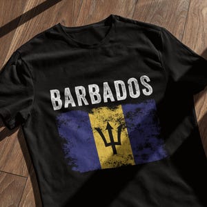 Barbados Flag Distressed Barbadian Flag T-Shirt