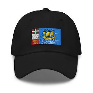 Saint Pierre & Miquelon Flag Cap - Justerbar Broderad Dad Hat