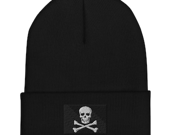 Jolly Roger Pirate Flag Beanie - Embroidered Winter Hat
