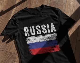 Camiseta con la bandera de Rusia desgastada