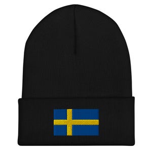 Schweden Flagge Beanie - Bestickte Wintermütze