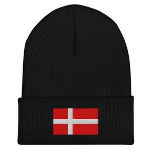 Dänemark Flagge Beanie - Bestickte Wintermütze