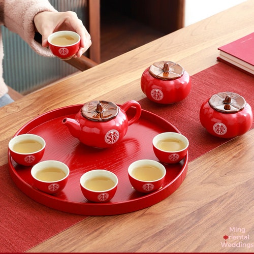 Chinese Wedding Tea Set Double Happiness Wedding Tea Ceremony Etsy