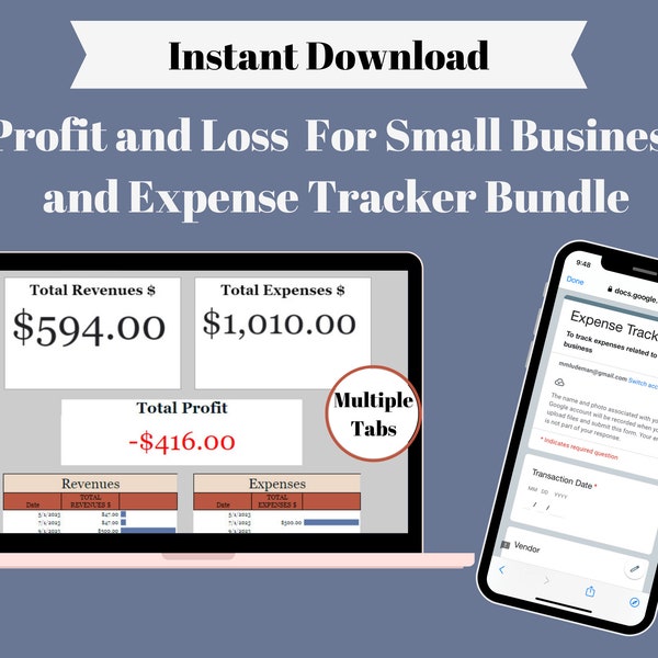 Profit and Loss,Bookkeeping Spreadsheet, Revenue and Expense form, Business Planner,Sales Report, Crochet business bookeeping,Profit Tracker