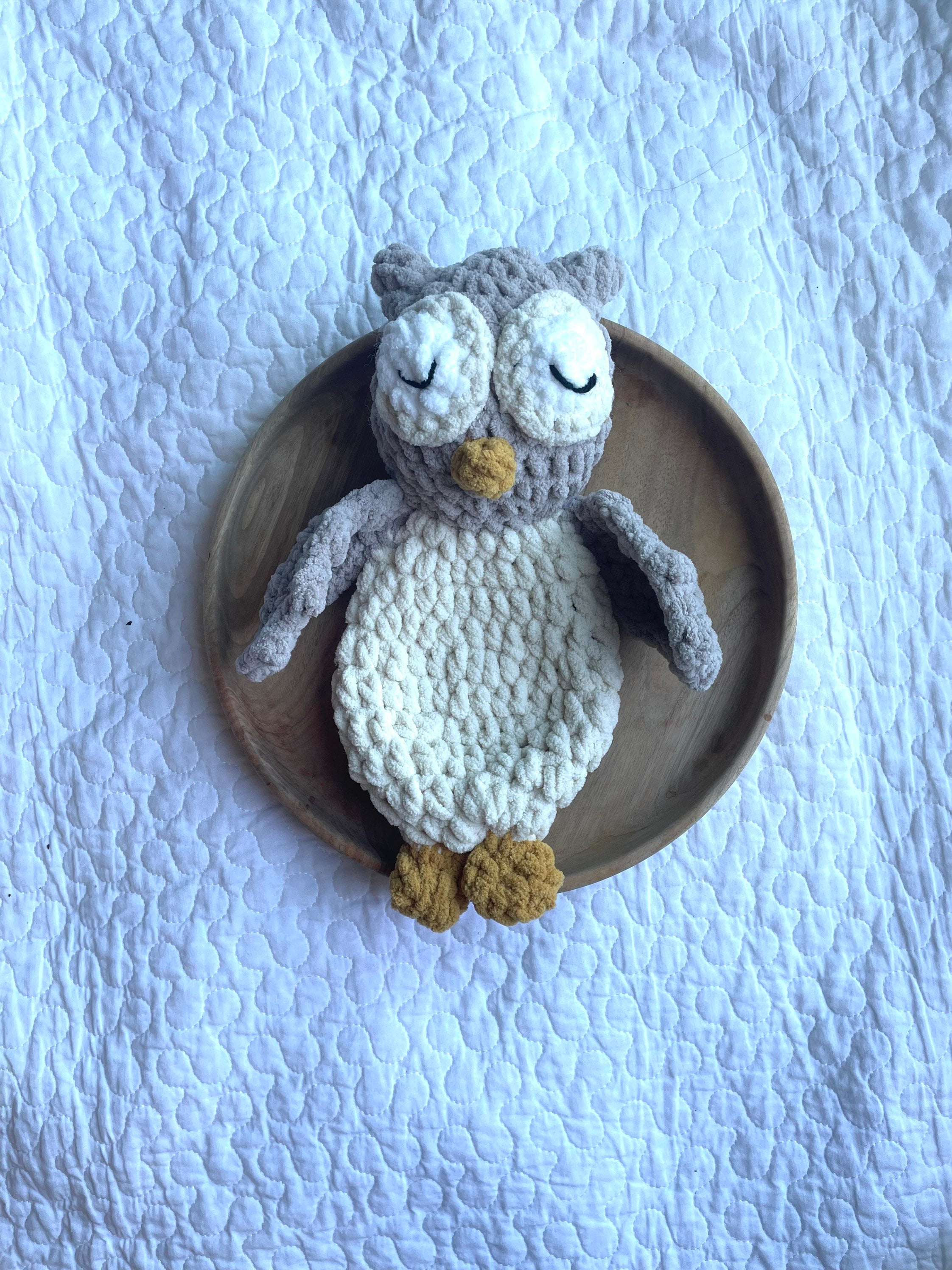 Owl Snuggler, Crochet Snuggler, Crochet Lovey, (Made to Order), Crochet Animal Toy, Kids Birthday Gi