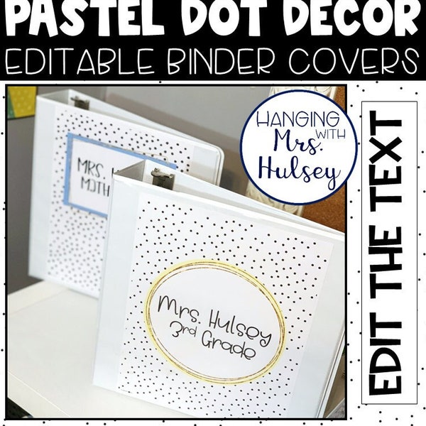 Pastel Dot Binder Covers and Spine Labels