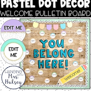 Pastel Dot Welcome Back to School Bulletin Board - Pastel Bulletin Board - Pastel Classroom Decor - Pastel Decor Bundle
