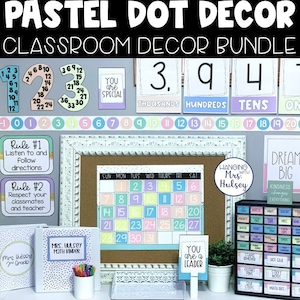 Pastel Polka Dot Classroom Decor Bundle