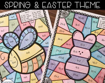 Spring Math Color By Number: Multiplication & Division (PDF)