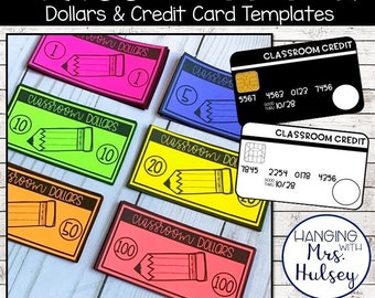 Editable Classroom Economy: Dollars & Credit Card Templates