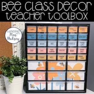 Bee Teacher Toolbox Labels - Bee Class Decor - Bee Decor - Honeybee Classroom